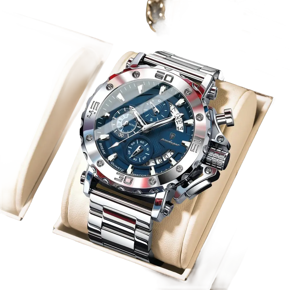 POEDAGAR montre de luxe pour hommes calendrier lumineux étanche homme