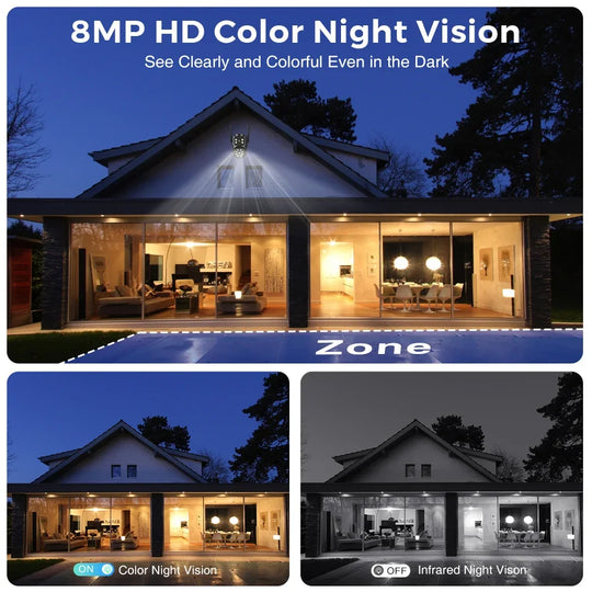 Vue en gros plan de la caméra Wifi extérieure 4K avec caractéristiques étanches pour une utilisation extérieure.