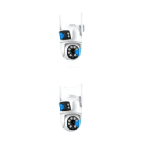 Écouteurs thématiques droïdes Star Wars blancs et bleus avec accents noirs circulaires.