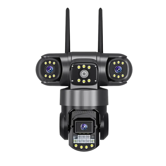 Caméra de sécurité extérieure multi-lentilles avec Wi-Fi et deux antennes