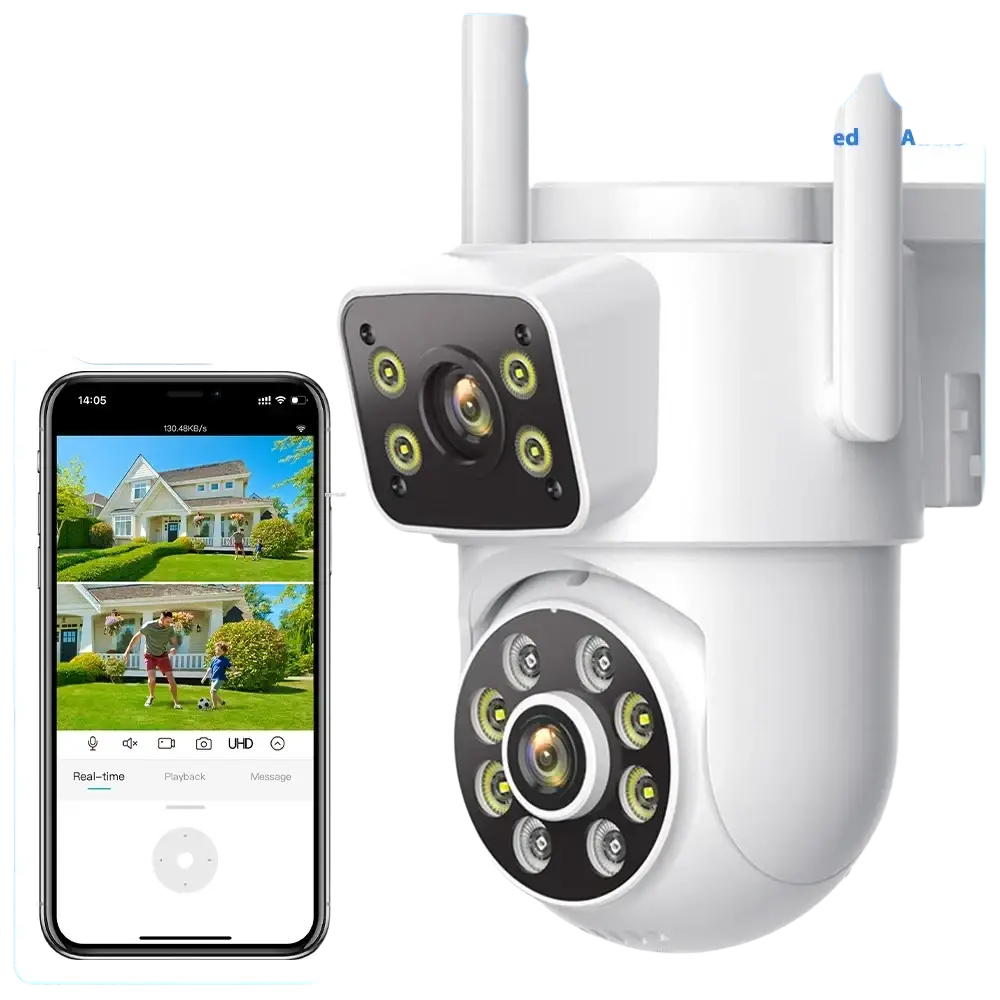 Illustration de la vision nocturne de la caméra de surveillance extérieure 8MP 4K Wifi.