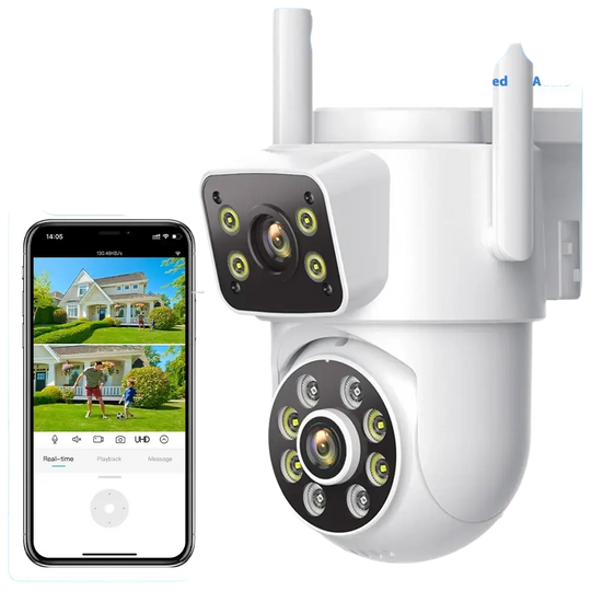 Illustration de la vision nocturne de la caméra de surveillance extérieure 8MP 4K Wifi.