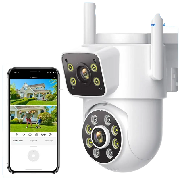 Illustration de la vision nocturne de la caméra de surveillance extérieure 8MP 4K Wifi.