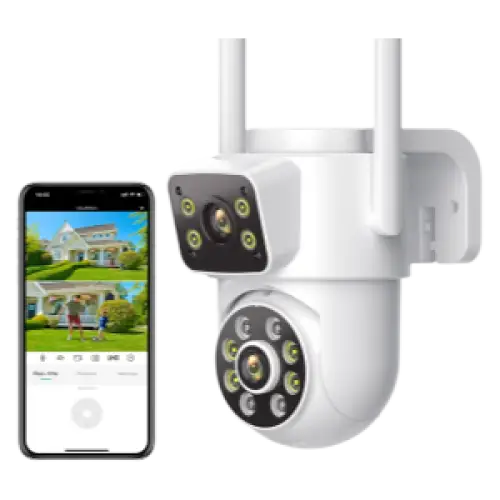 Lentille de 3.6mm de la caméra de surveillance extérieure double objectif.