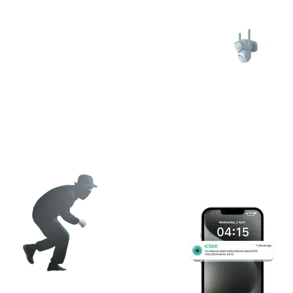 Caractéristiques techniques de la caméra de surveillance extérieure, modèle 8MP 4K Wifi.