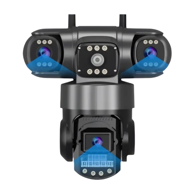 Un système de caméra à lentilles multiples avec une capacité de vision à 360 degrés.