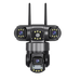 Caméra de sécurité noire à objectifs multiples avec deux antennes et une carte mémoire de 128 Go.