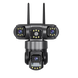 Caméra de sécurité noire à objectifs multiples avec deux antennes et une carte mémoire de 128 Go.