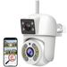 Caméra de sécurité extérieure blanche 6MP 1,5K+1,5K HD WiFi à double objectif avec zoom 5X et compatibilité avec les applications.