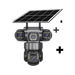 Caméra de sécurité à énergie solaire avec plusieurs objectifs réglables.