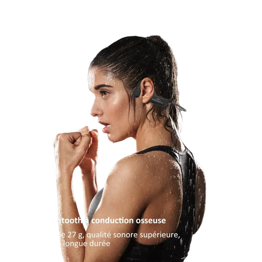 Casque à conduction osseuse paramita dg08 noir avec puce bluetooth, design léger et étanche ipx6 pour sport