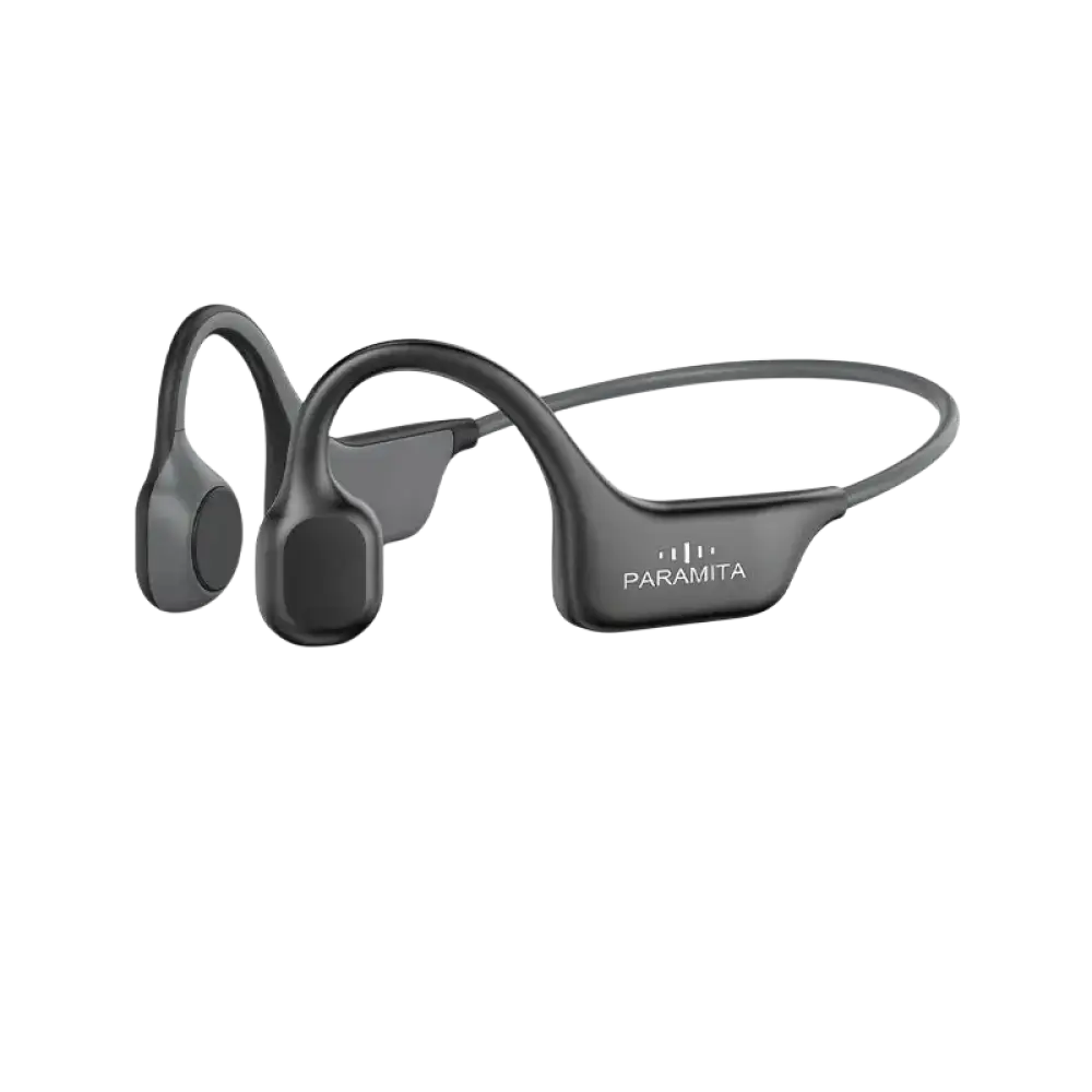 Casque à conduction osseuse paramita dg08 bluetooth type-c noir avec design incurvé et finition mate sport étanche
