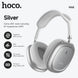 Casque bluetooth hoco w68 type over-ear avec réduction de bruit anc finition métallique argent et coussinets en tissu doux