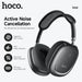 Casque bluetooth hoco w68 type over-ear noir avec réduction de bruit anc, arceau en mesh et coussinets rembourrés