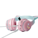 Casque bluetooth rose avec micro pour enfants et oreillettes chat équipé d’un slot carte mémoire et chargement sans fil
