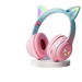 Casque bluetooth oreilles de chat rose avec micro pour enfants et chargement sans fil led arc-en-ciel hifi