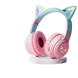Casque bluetooth oreilles de chat rose avec micro pour enfants et chargement sans fil led arc-en-ciel hifi