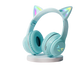 Casque bluetooth oreilles de chat rose avec micro pour enfants à led arc-en-ciel et chargement sans fil