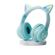 Casque bluetooth oreilles de chat rose avec micro pour enfants à led arc-en-ciel et chargement sans fil