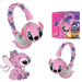 Casque bluetooth stitch ah-906 sans fil rose à motif cartoon avec micro et bandeau à motif pour enfants