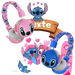 Casque bluetooth stitch ah-906 sans fil enfant rose et bleu avec micro et bandeau à personnage stitch