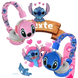 Casque bluetooth stitch ah-906 sans fil enfant rose et bleu avec micro et bandeau à personnage stitch