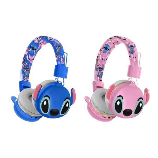Casque bluetooth stitch ah-906 sans fil pour enfants avec micro bleu et rose motifs cartoon fil type casque sans fil