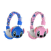 Casque bluetooth stitch ah-906 sans fil pour enfants avec micro bleu et rose motifs cartoon fil type casque sans fil