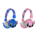 Casque bluetooth stitch ah-906 sans fil pour enfants avec micro bleu et rose motifs cartoon fil type casque sans fil
