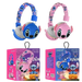 Casque bluetooth stitch ah-906 sans fil pour enfants avec design cartoon bleu et rose avec micro intégré