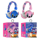 Casque bluetooth stitch ah-906 sans fil pour enfants avec design cartoon bleu et rose avec micro intégré