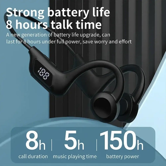 Casque de natation oneplus à conduction osseuse noir compatible bluetooth avec écran digital et design incurvé