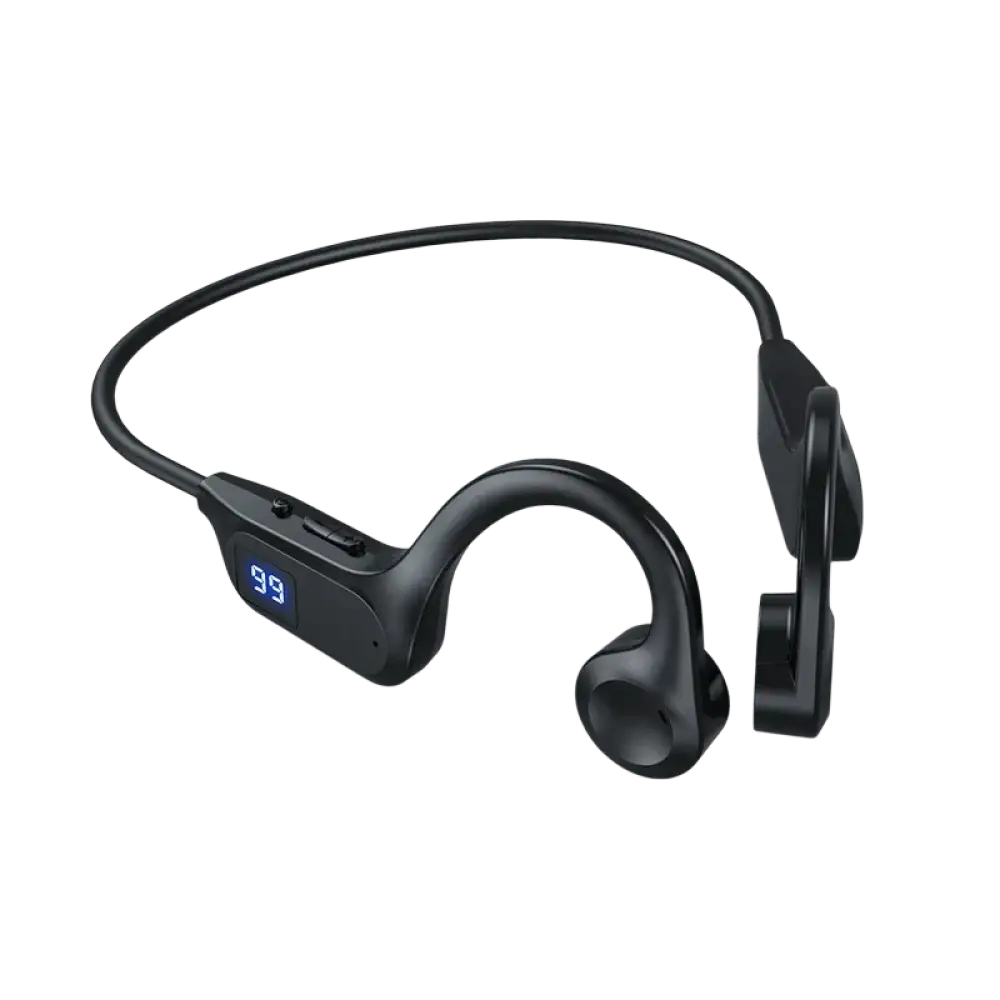 Casque de natation oneplus à conduction osseuse noir avec design incurvé et écran digital compatible bluetooth carte mémoire