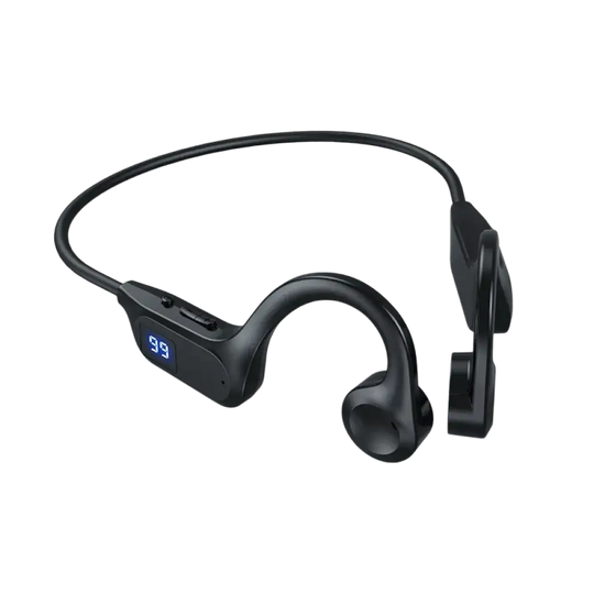 Casque de natation oneplus à conduction osseuse noir avec design incurvé et écran digital compatible bluetooth carte mémoire