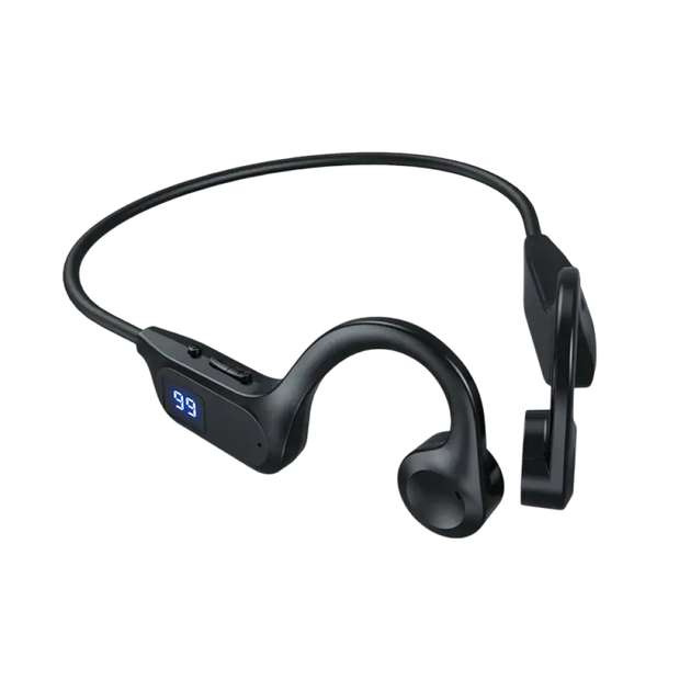 Casque de natation oneplus à conduction osseuse noir avec design incurvé et écran digital compatible bluetooth carte mémoire