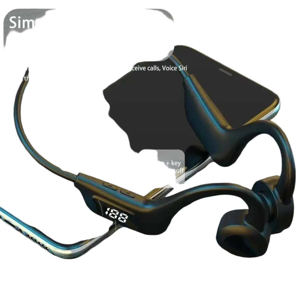 Casque de natation oneplus à conduction osseuse noir compatible bluetooth avec affichage batterie numérique et boutons tactiles
