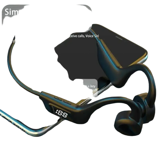 Casque de natation oneplus à conduction osseuse noir compatible bluetooth avec affichage batterie numérique et boutons tactiles