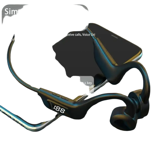 Casque de natation oneplus à conduction osseuse noir compatible bluetooth avec affichage batterie numérique et boutons tactiles