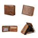Portefeuille pour homme en cuir marron avec plusieurs compartiments et une pochette à fermeture éclair pour la monnaie.