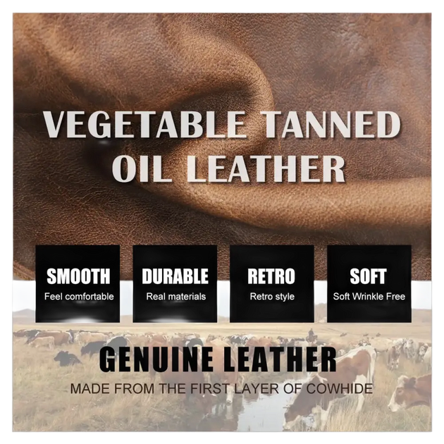 Un morceau de cuir véritable, tanné à l’huile végétale.