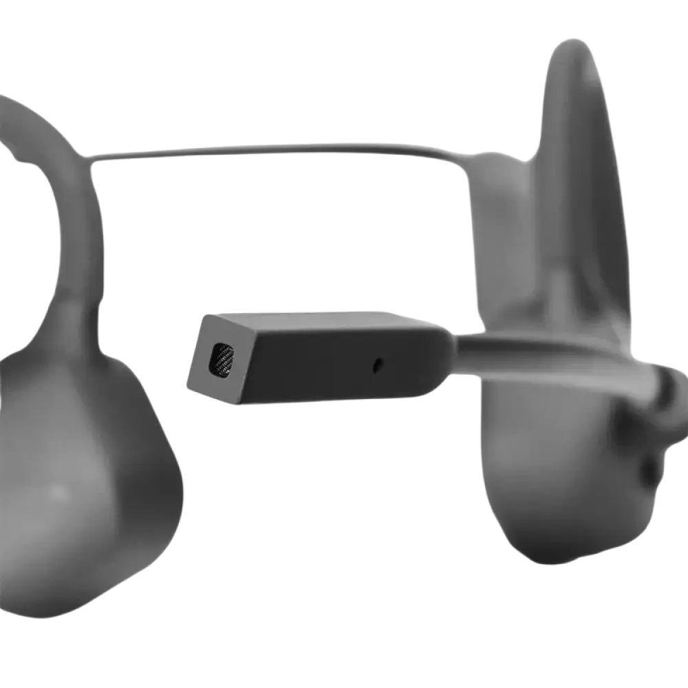 Microphone noise-canceling noir avec grille en mesh pour écouteurs à conduction osseuse sport et travail oreille ouverte