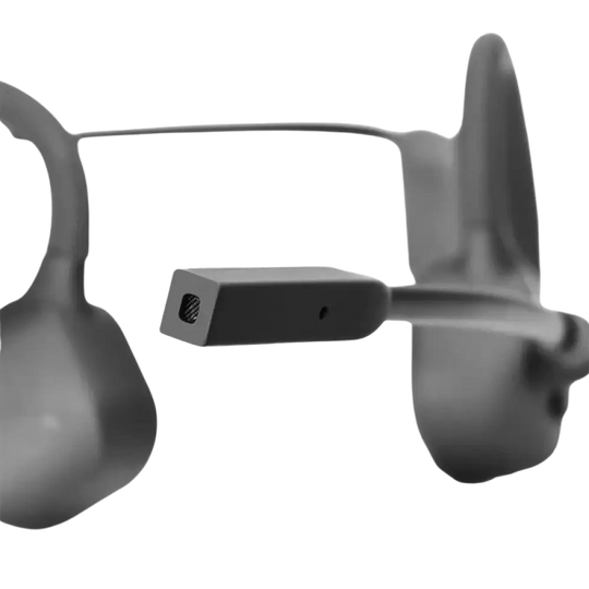 Microphone noise-canceling noir avec grille en mesh pour écouteurs à conduction osseuse sport et travail oreille ouverte
