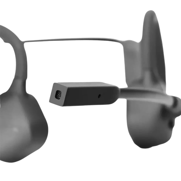 Microphone noise-canceling noir avec grille en mesh pour écouteurs à conduction osseuse sport et travail oreille ouverte