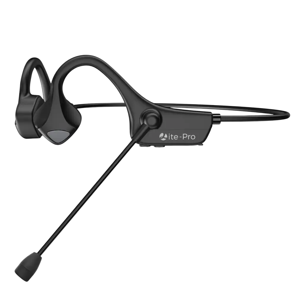 Écouteurs à conduction osseuse noire ite-pro avec micro pour sport et travail en oreille ouverte