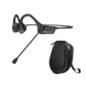 Écouteurs à conduction osseuse noirs avec micro pour sport et travail et étui de transport assorti oreille ouverte
