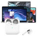 Écouteurs bluetooth type TWS Air Pro 2026 blancs avec finition plastique lisse et étui de chargement blanc