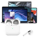Écouteurs bluetooth type TWS Air Pro 2026 blancs avec finition plastique lisse et étui de chargement blanc
