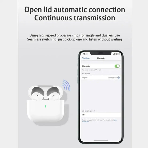 Écouteurs bluetooth type true wireless avec étui de chargement blanc pour connexion seamless à iphone