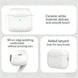Étui de chargement blanc en céramique pour écouteurs bluetooth TWS Air Pro 2026 avec bord arrondi et lumière verte