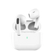 Écouteurs bluetooth type air pro 2026 blancs dans un étui de chargement minimaliste avec lumière verte